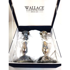 Baroque by Wallace Candlesticks Older Silverplate 9.25" - set of 2 - discounted